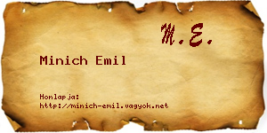 Minich Emil névjegykártya